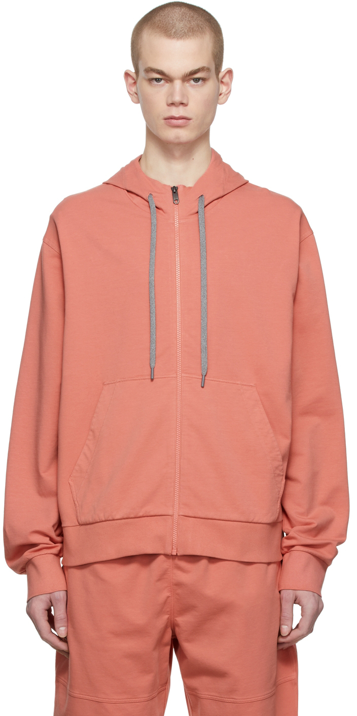 Z Zegna Pink Solid French Terry Hoodie
