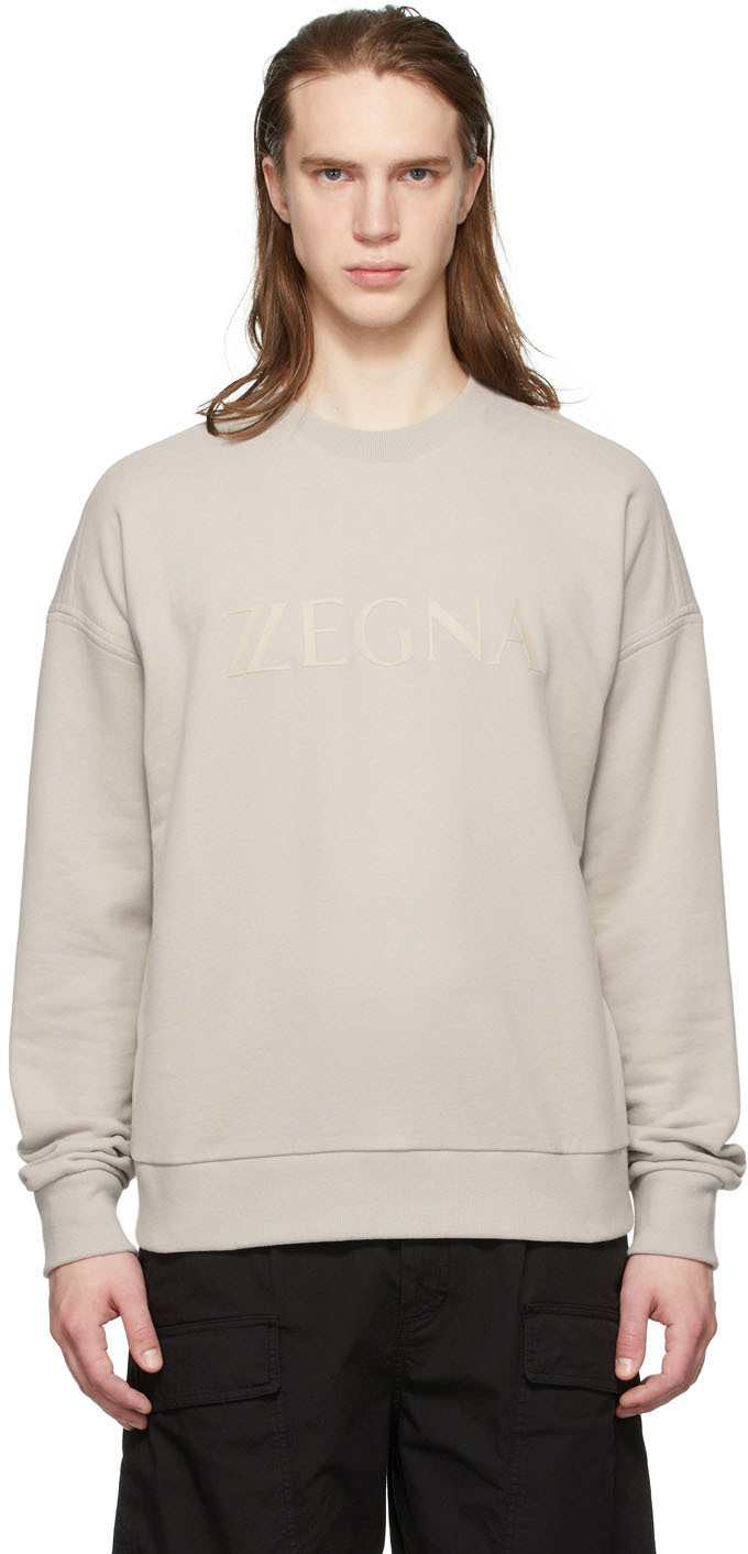 Z Zegna Grey Logo Sweater