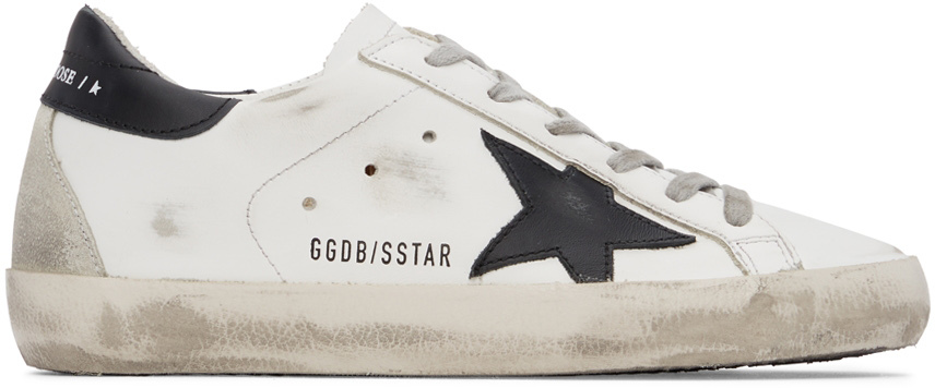Golden Goose White & Black Super-Star Classic Sneakers
