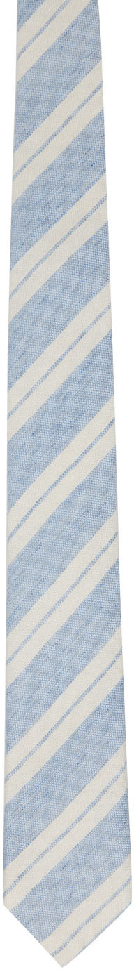 Ermenegildo Zegna Blue & White Stripe Neck Tie