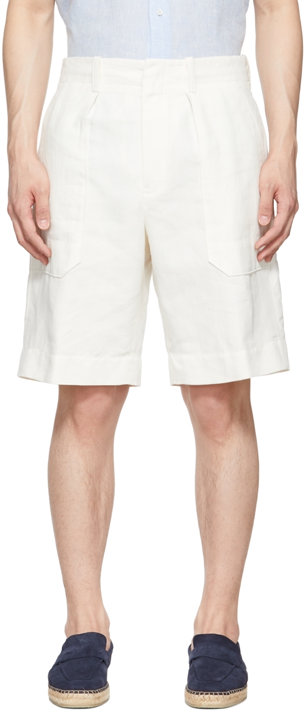 Ermenegildo Zegna Off-White Linen Shorts