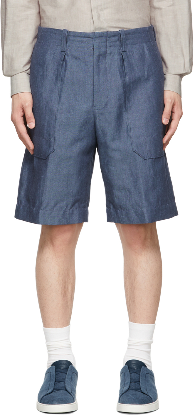 Ermenegildo Zegna Blue Linen Shorts
