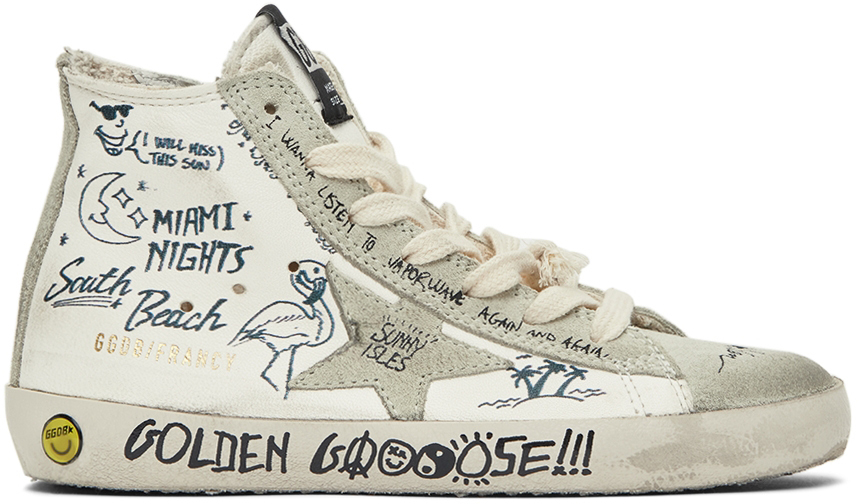Golden Goose Kids White Francy Classic Sneakers In 10220 White/ice/blac