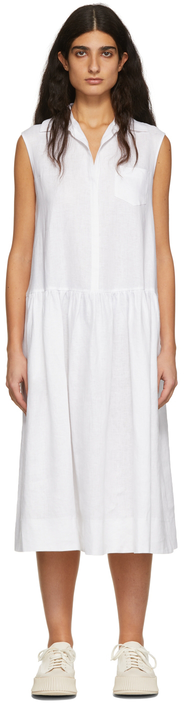 Max Mara Leisure White Linen Midi Dress