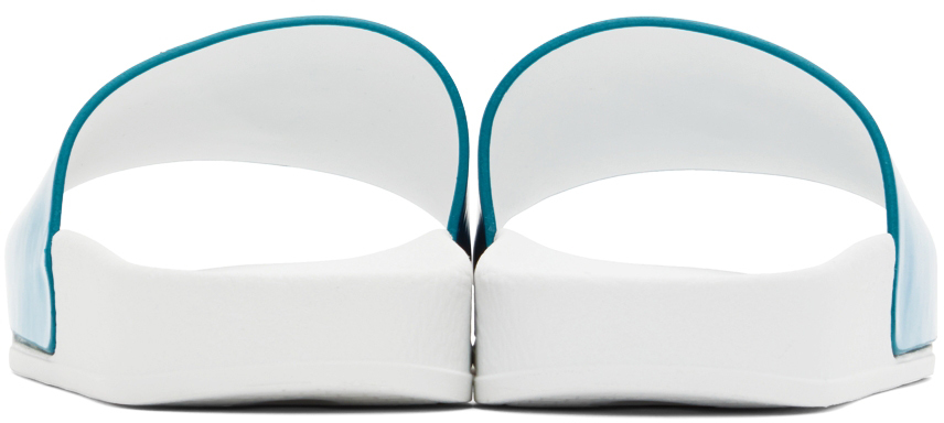 Giuseppe Zanotti Blue & White New Laburela Pool Slides In Turquoise