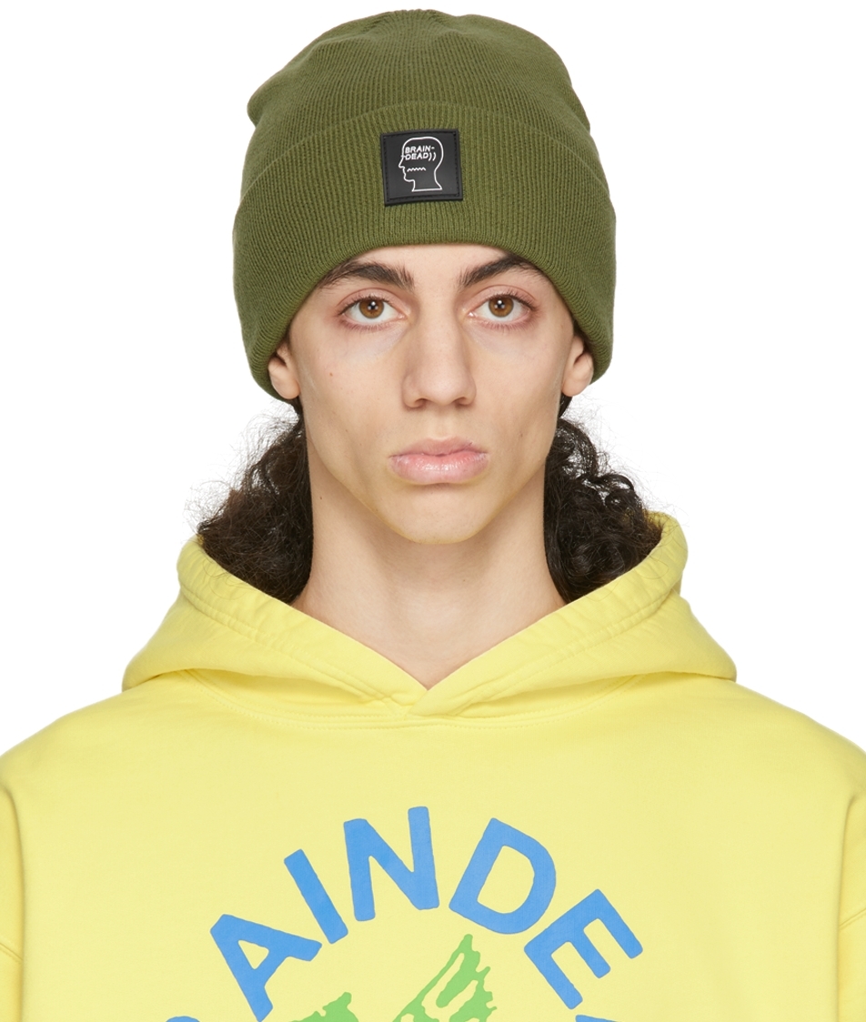 Brain Dead: Khaki Logo Head Beanie | SSENSE Canada