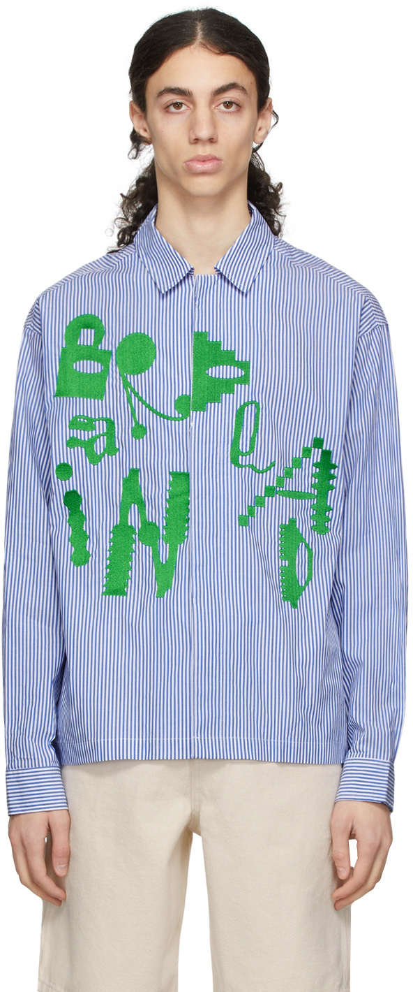 BRAIN DEAD Gastromaniac Striped Shirt BRAIN DEAD Gastromaniac