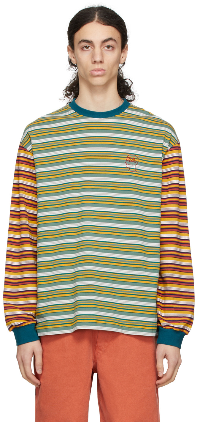 Brain Dead Nineties Blocked Striped Long-sleeve 'mallard' In Blue ...