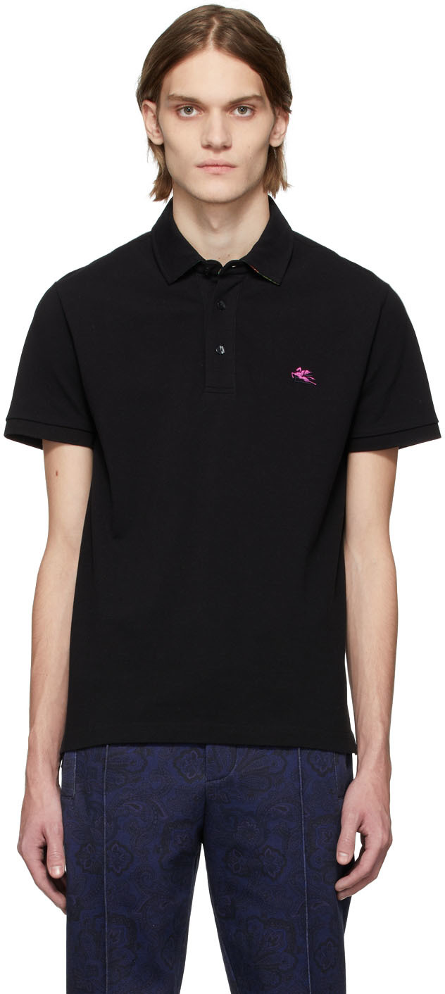 Black Piqué Polo by Etro on Sale