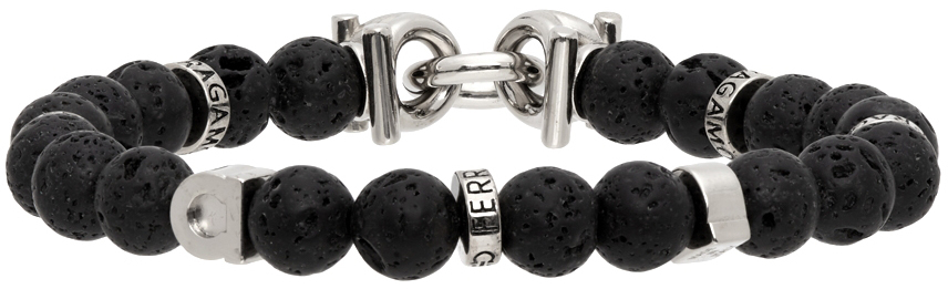 Black Beaded Gancini Bracelet SSENSE Men Accessories Jewelry Bracelets 