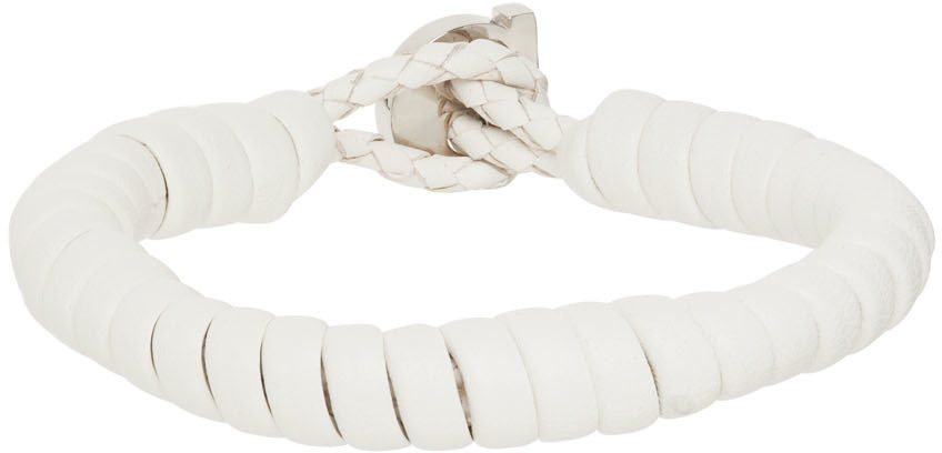 Ferragamo Off-white Gancini Bracelet In Cocco Tg 17