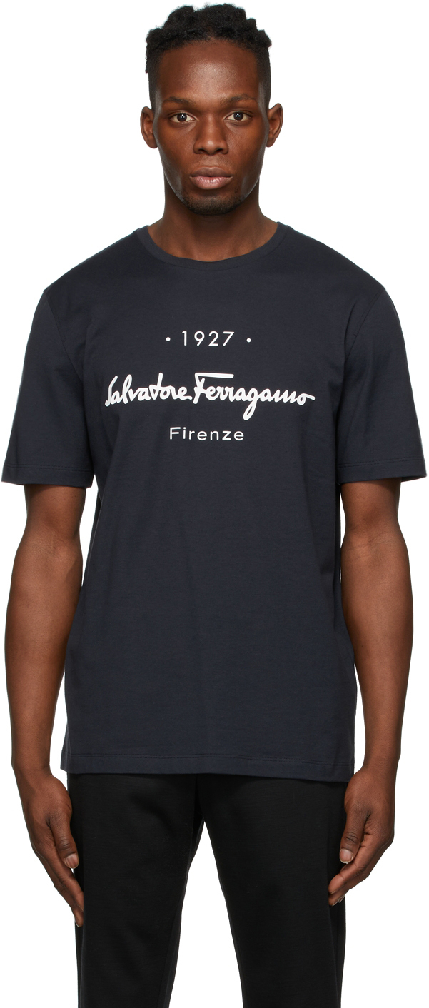Salvatore Ferragamo Navy 1927 Logo T-Shirt