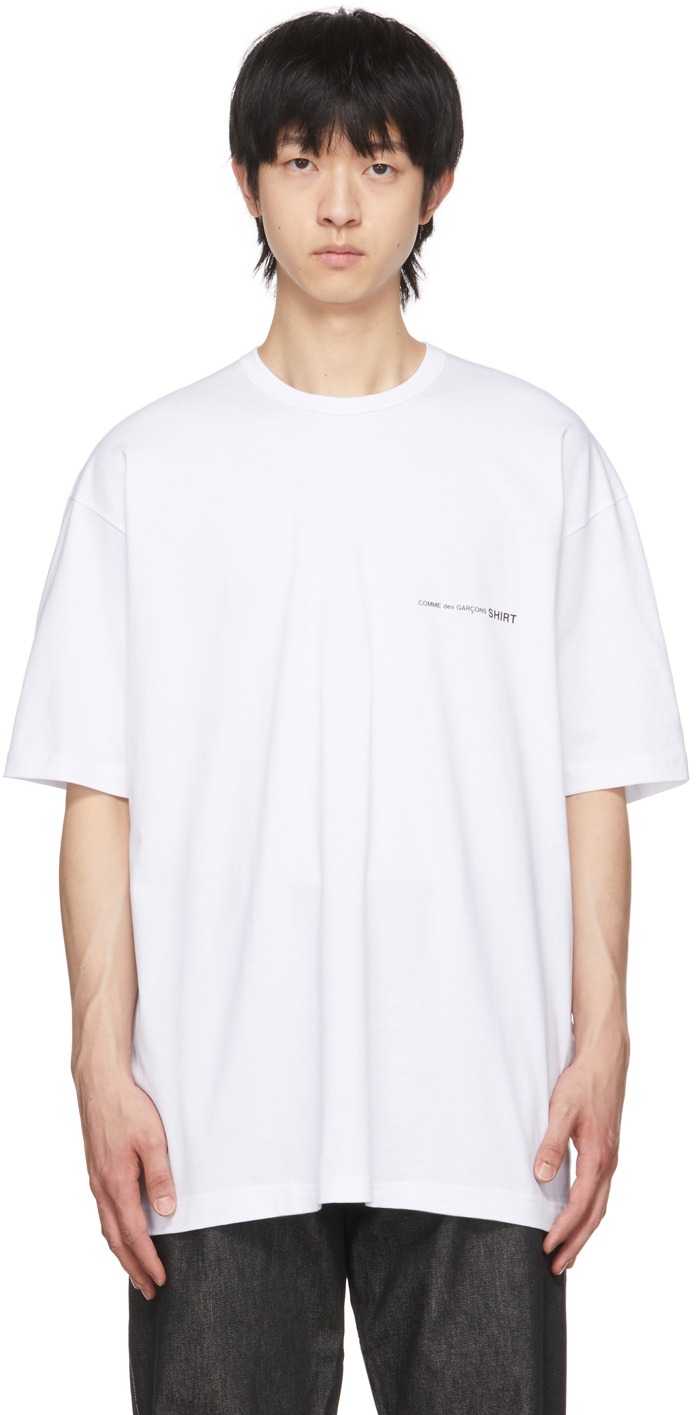 kim over sporadisk Comme des Garçons Shirt: White Logo T-Shirt | SSENSE