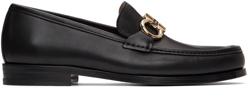 SSENSE Men Shoes Flat Shoes Loafers Black Gancini Ornament Loafers 