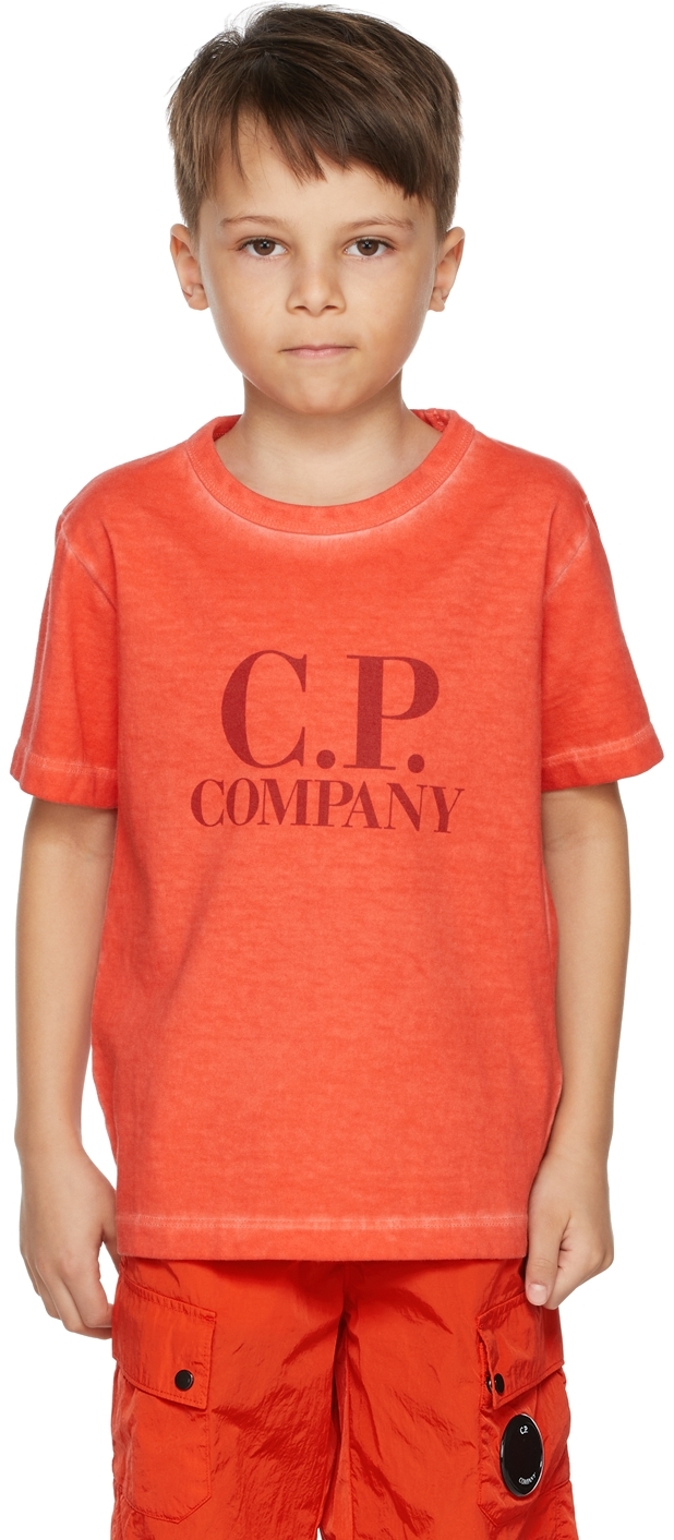 C.p. Company Kids Red Jersey Logo T-shirt In 455 Fiery R