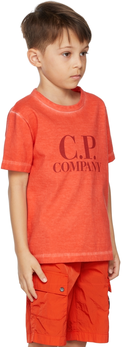 C.p. Company Kids Red Jersey Logo T-shirt In 455 Fiery R