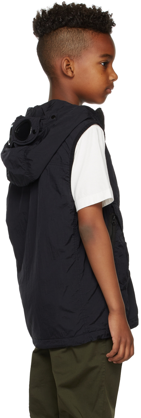 C.p. Company Kids Black Cr-l Goggle Vest In 888 Total Eclipse