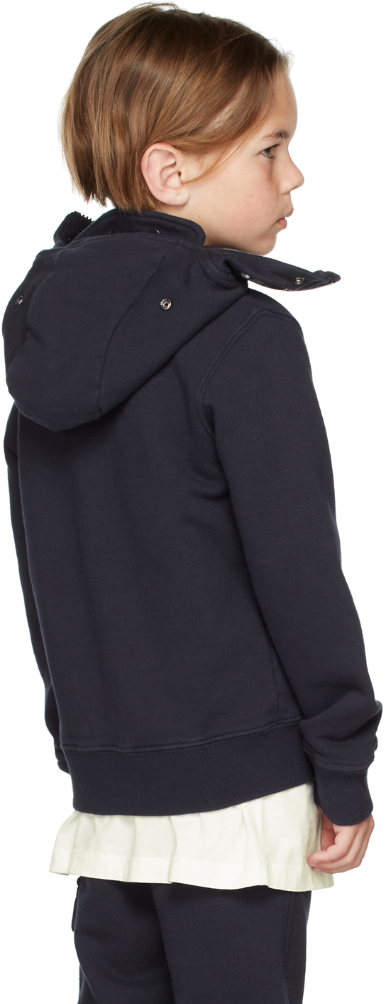 C.p. Company Kids Navy Split Goggle Hoodie In 888 Total Eclipse