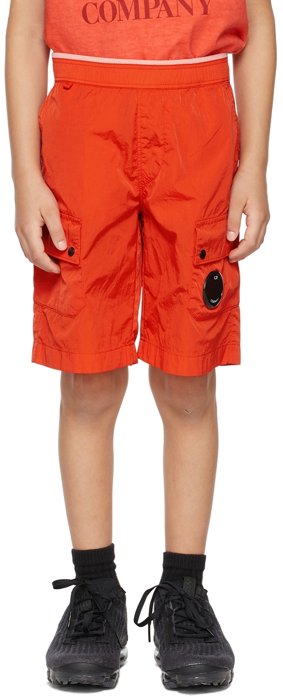 C.p. Company Kids Red Chrome-r Shorts In 455 Fiery Red