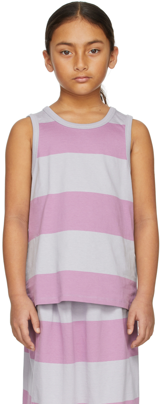 Main Story Kids Purple & Grey Dapple Stripe Tank Top In Ms063dapplestripe