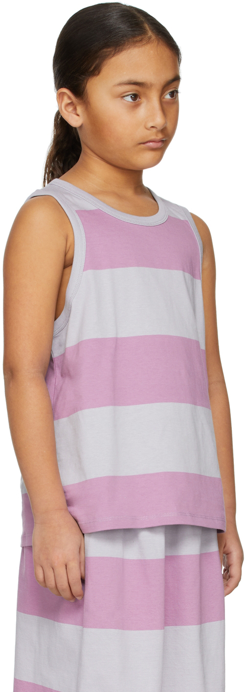 Main Story Kids Purple & Grey Dapple Stripe Tank Top In Ms063dapplestripe