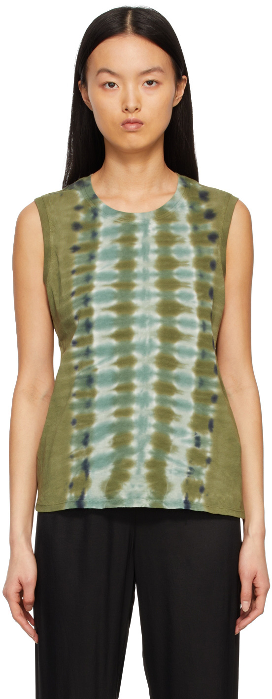 Green Fitted Muscle Tank Top by Raquel 
