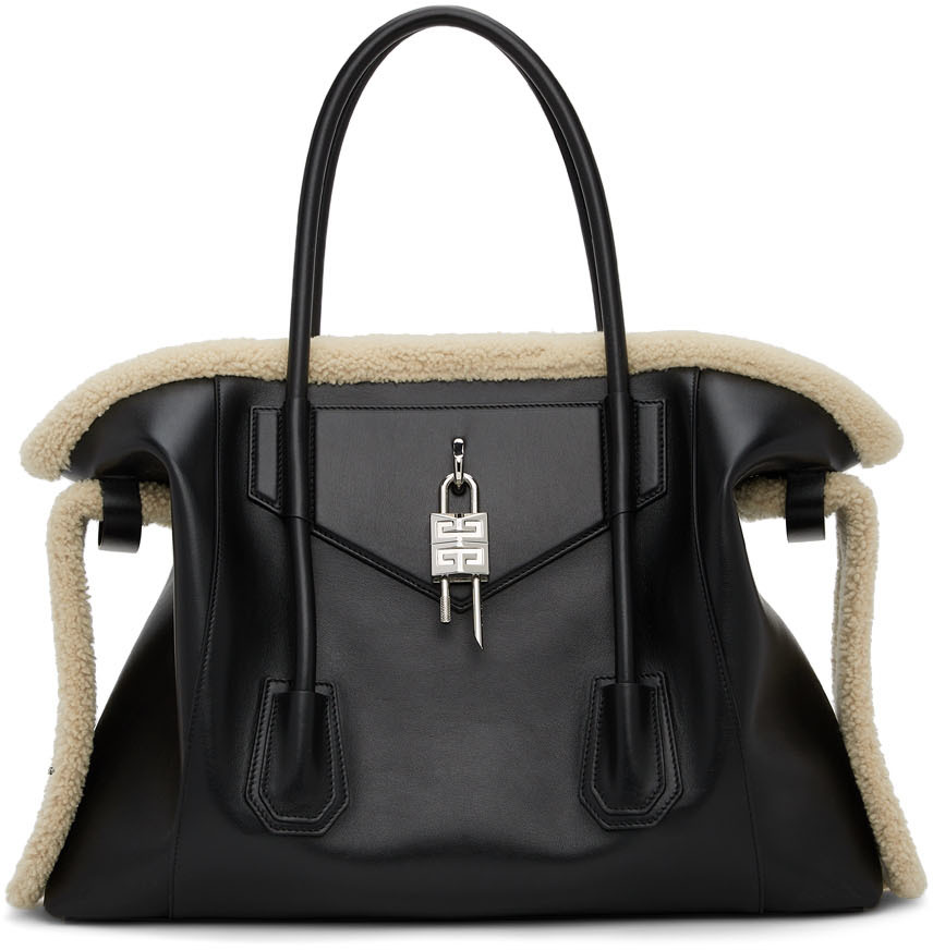 Givenchy: Black Medium Antigona Soft Lock Shoulder Bag | SSENSE