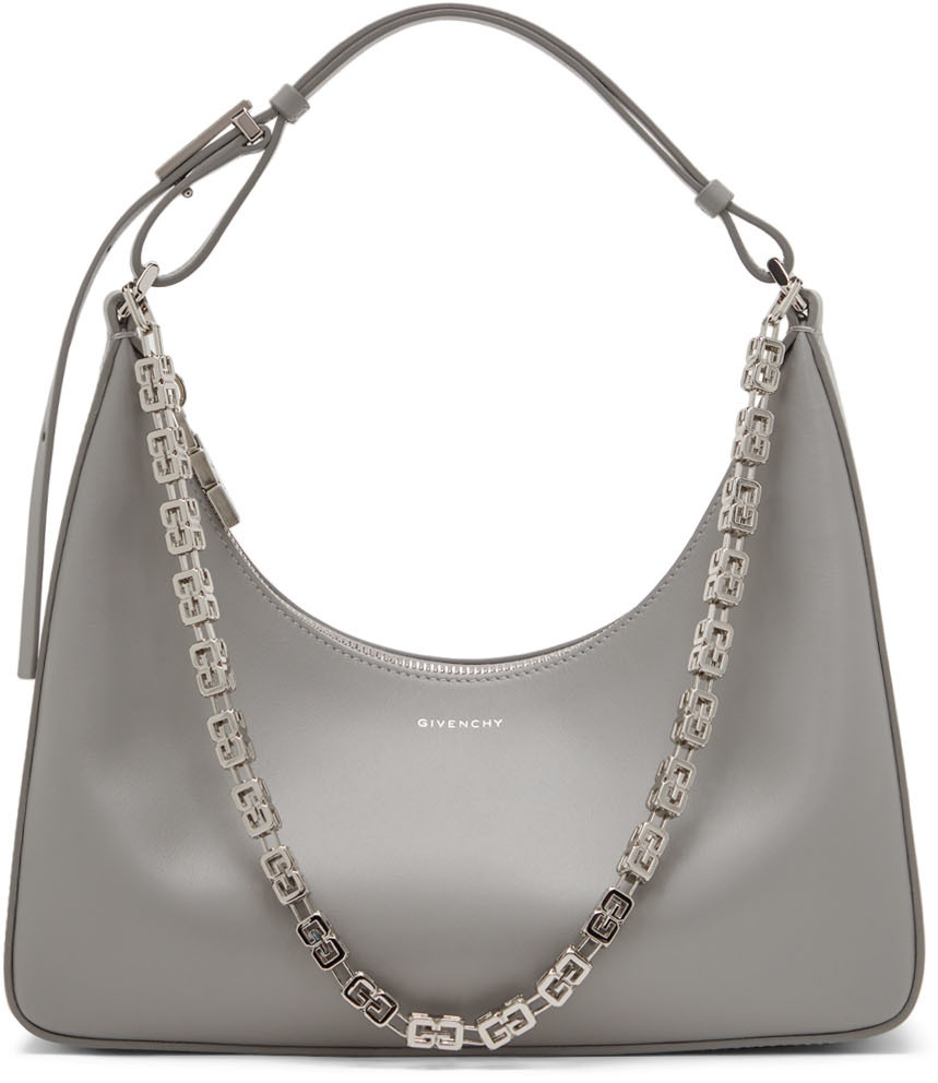 Givenchy Womens 057-cloud Grey Moon Cut-out Small Leather Shoulder Bag In Gray
