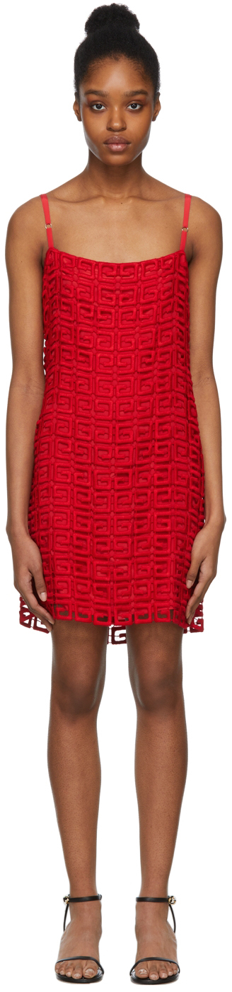 Givenchy 4g Embroidered Mini Shift Dress In 600 Red