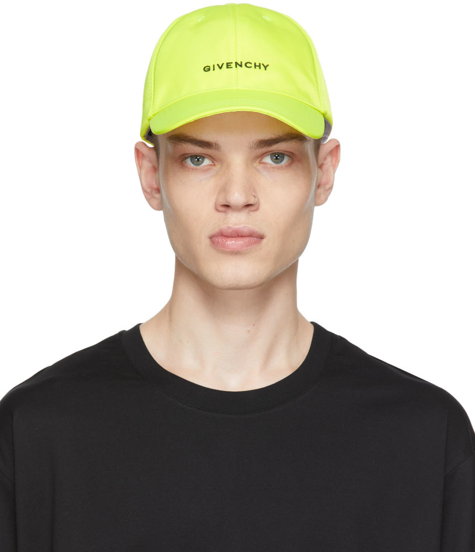 Givenchy: Yellow Curved Logo Cap | SSENSE