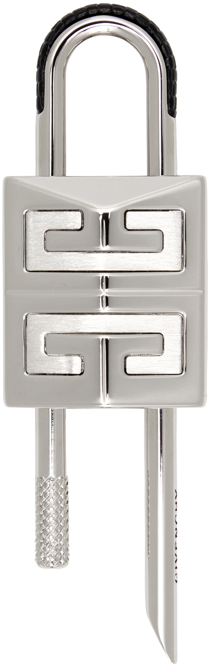 Givenchy Silver Small Padlock Keychain