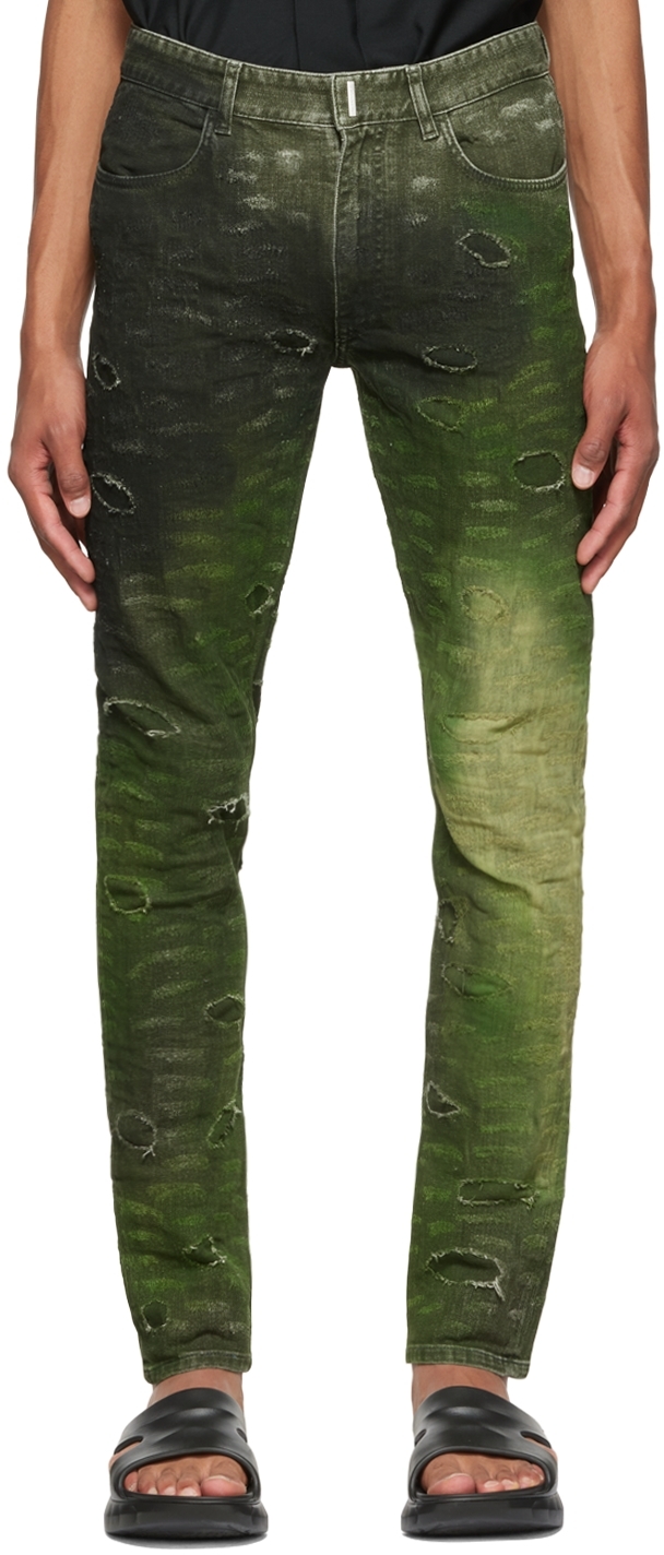 Green Distressed Jeans