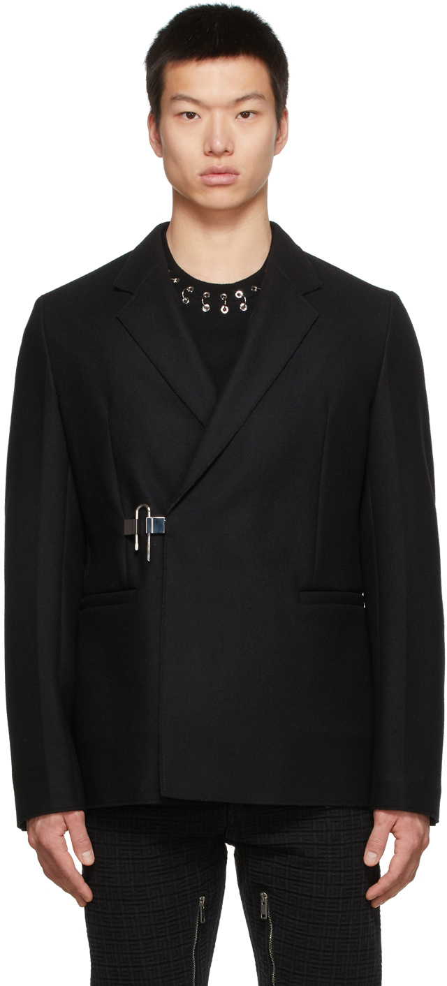 Givenchy: Black Wool Padlock Blazer | SSENSE