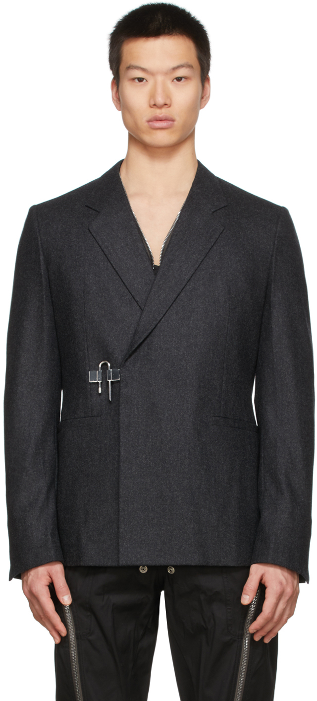 Grey Flannel Padlock Blazer SSENSE Men Clothing Jackets Blazers 