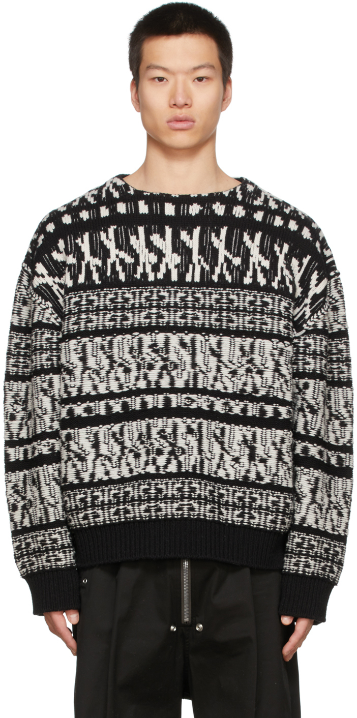 Givenchy White and Black Chain Jacquard Sweater Givenchy