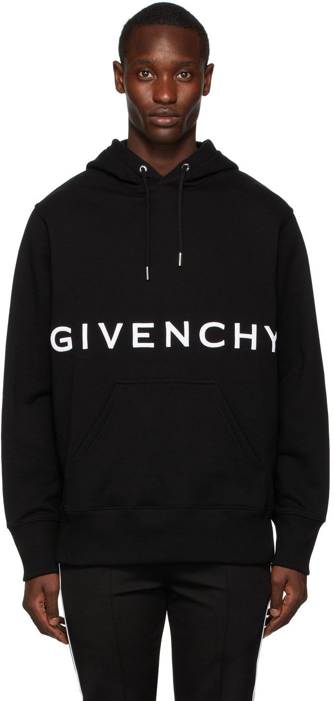 Givenchy: Black 4G Embroidered Hoodie | SSENSE