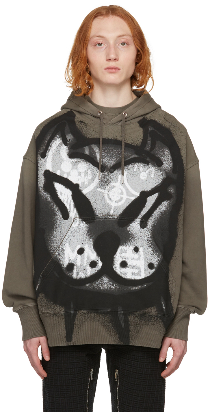 Givenchy: Grey Chito Edition Dog Print Oversized Hoodie | SSENSE
