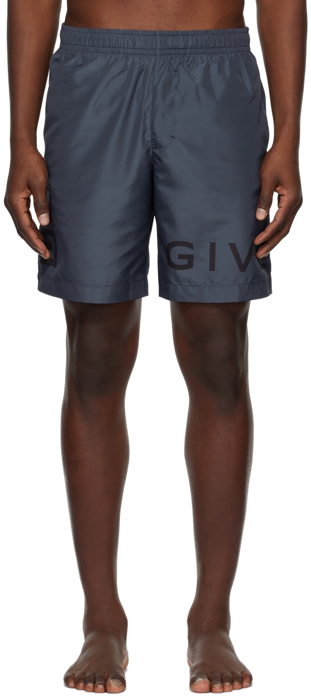 Givenchy: Navy Logo Swim Shorts | SSENSE