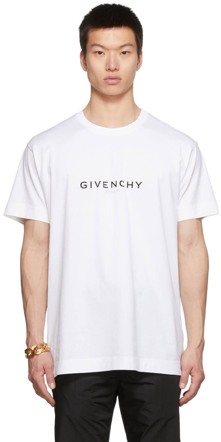 Givenchy: White Reverse Logo Print T-Shirt | SSENSE