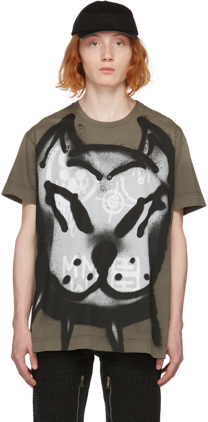 Givenchy Taupe Chito Edition Dog Print Oversized T-Shirt