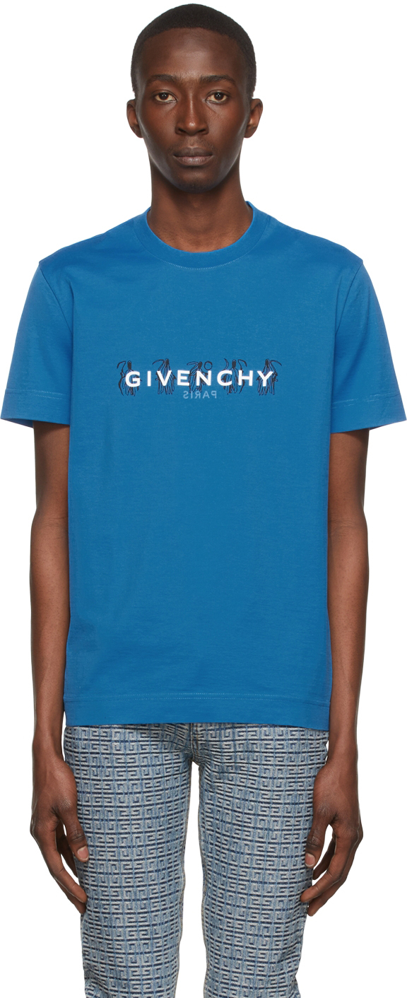 Givenchy: ブルー コットン Tシャツ | SSENSE 日本