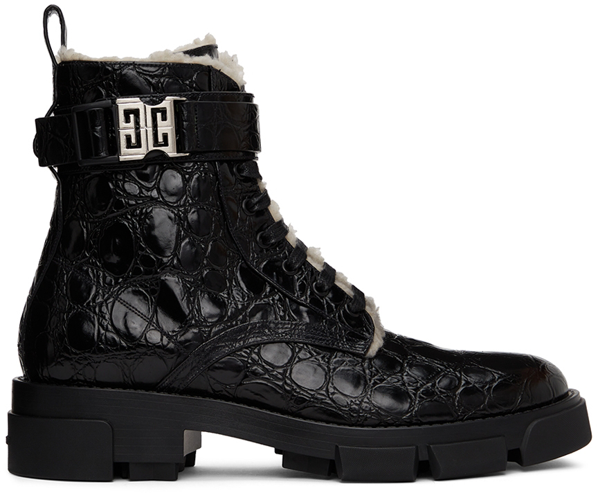 Givenchy Black Terra Shearling-Lined Combat Boots