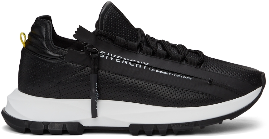 Hold op forbundet neutral Givenchy: Black Perforated Leather Spectre Runner Zip Low Sneakers | SSENSE