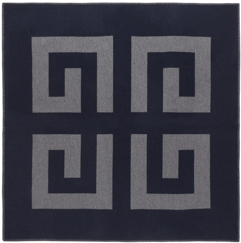 Givenchy Navy Logo Blanket In 407-navy/blue