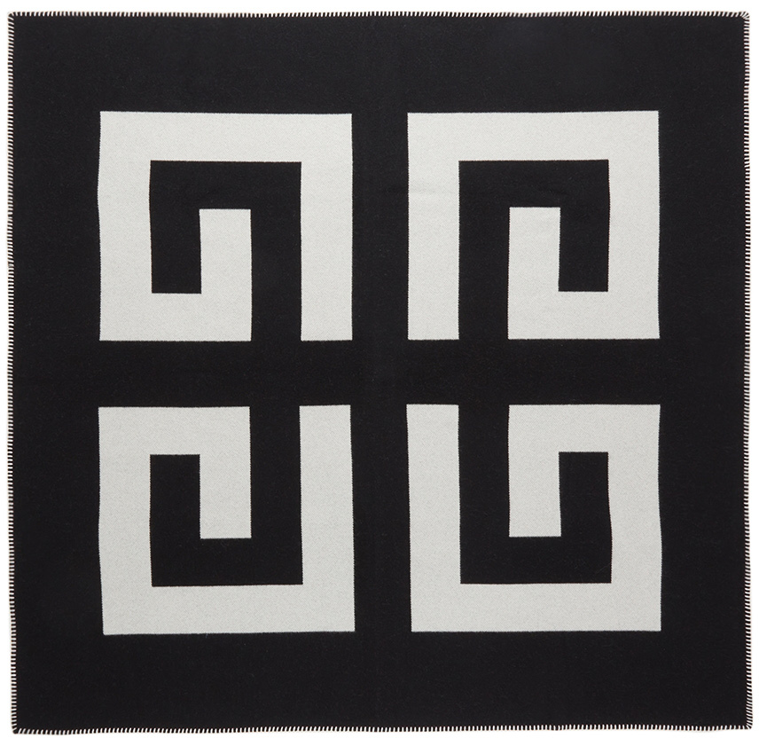 Givenchy Black Logo Blanket In 004-black/white
