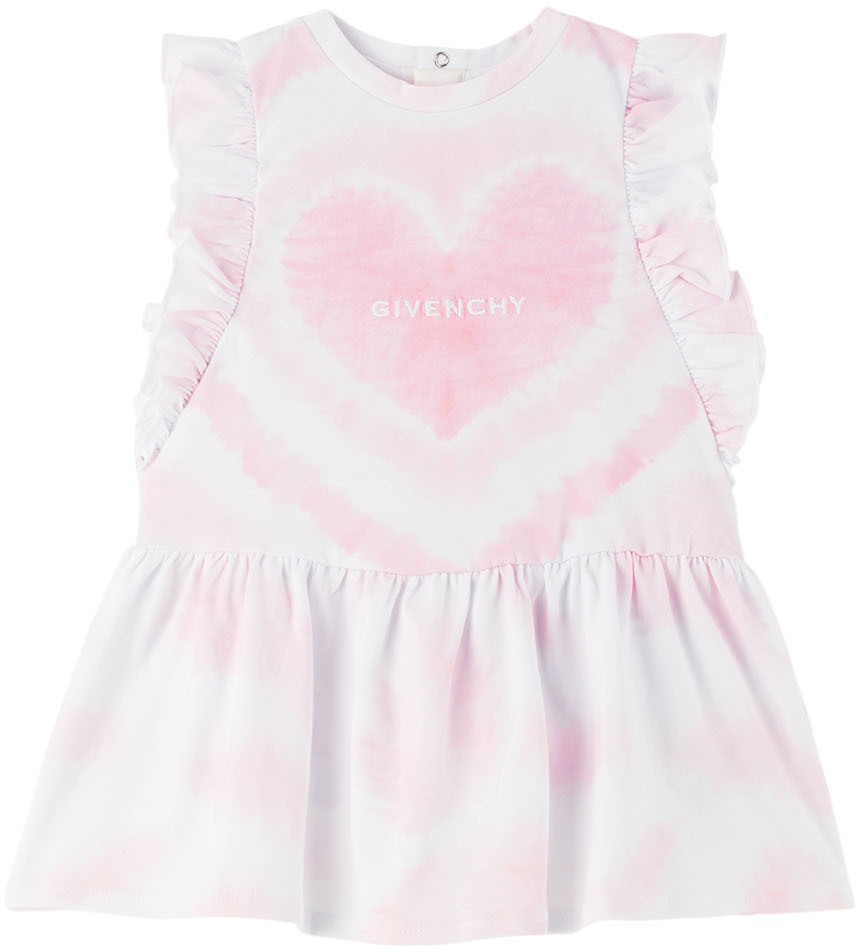 SSENSE Clothing Dresses Casual Dresses Baby Pink Tie-Dye Logo Dress 