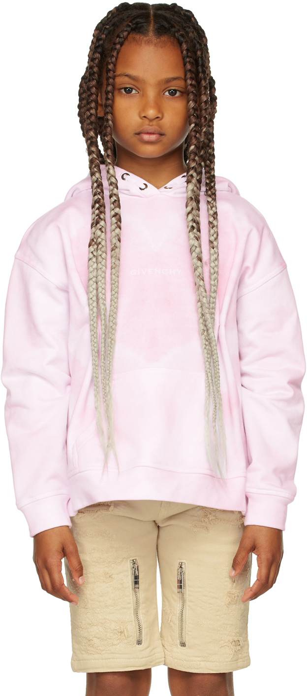 GIVENCHY KIDS PINK & WHITE HEART HOODIE