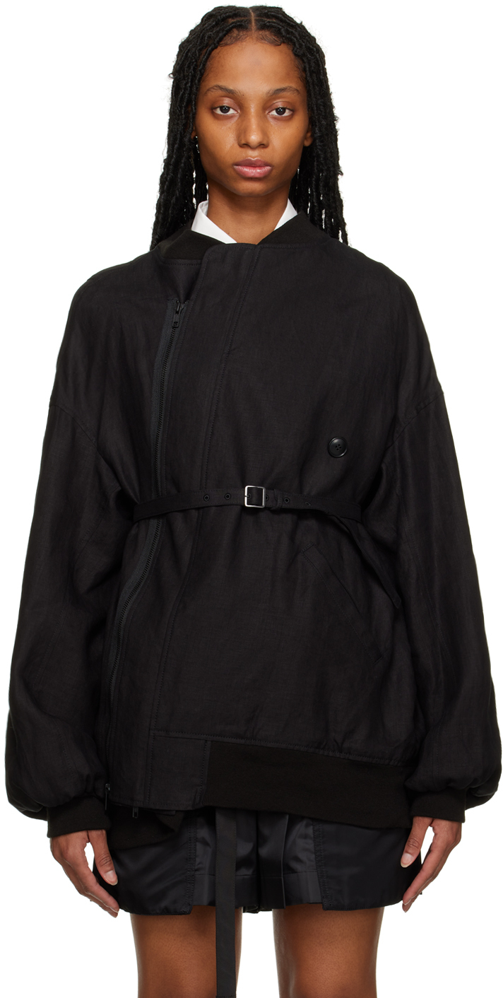 Regulation Yohji Yamamoto Black Hemp Bomber Jacket In 1 Black