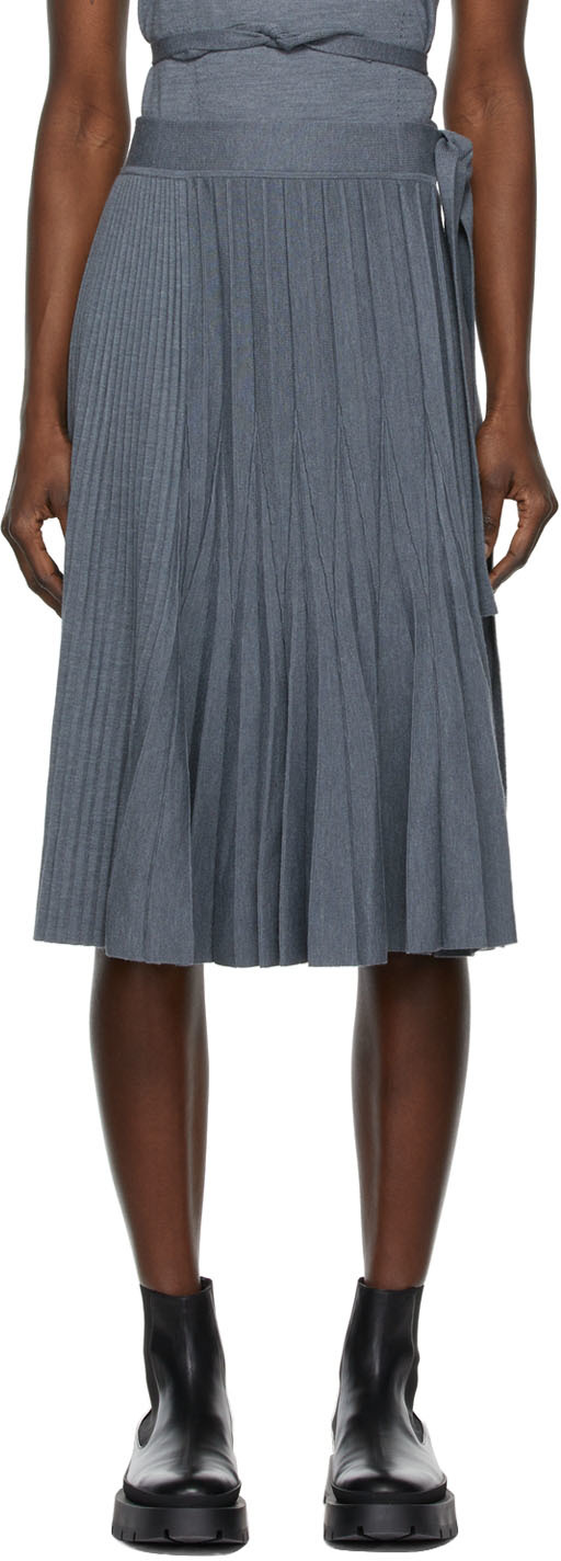 3.1 Phillip Lim Grey Knit Wool Pleated Skirt