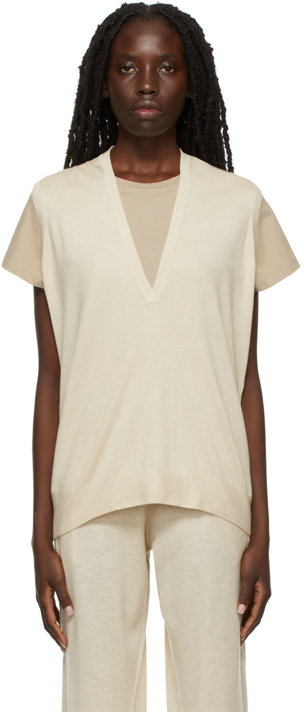 Frenckenberger Off-White Deep V-Neck Vest